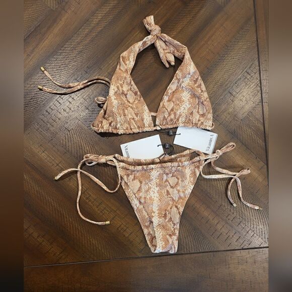 NWT! Vitamin A Milana Bikini Top & Bottom Sand Snake Bottom L(10) Top M(8) - Picture 4 of 13